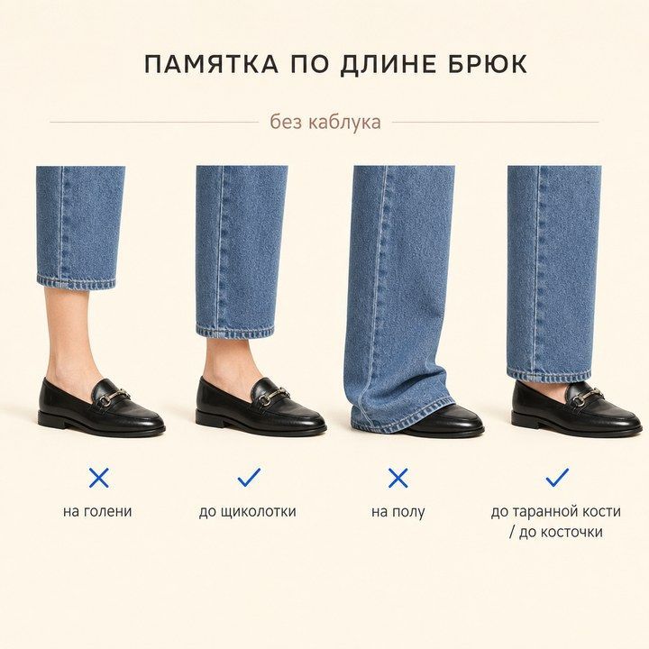 Длина до щиколотки — спокойная база с каблуком и без