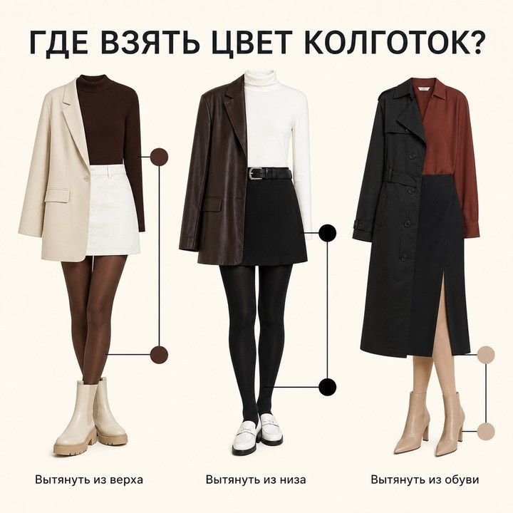 Где взять цвет колготок: из верха, из низа или из обуви