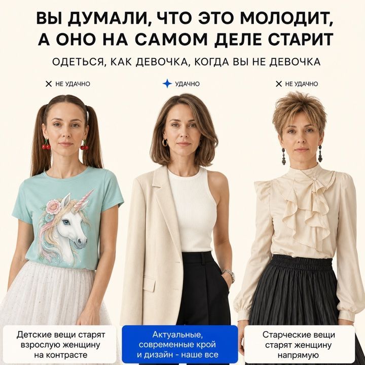 Инфантильный декор на взрослом теле читается как диссонанс, а не молодость