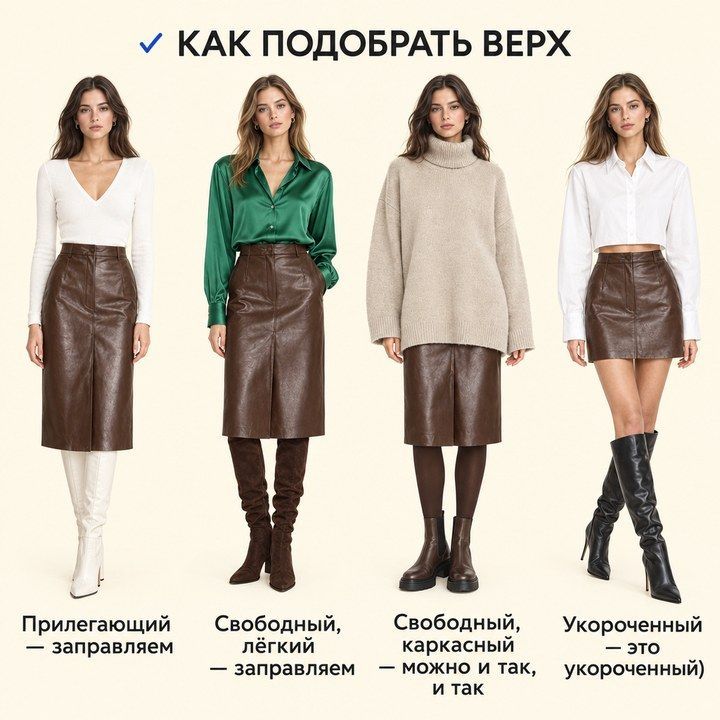 Как подбирать верх к прямой юбке: заправить лёгкое и прилегающее, каркас можно навыпуск, укороченный — да