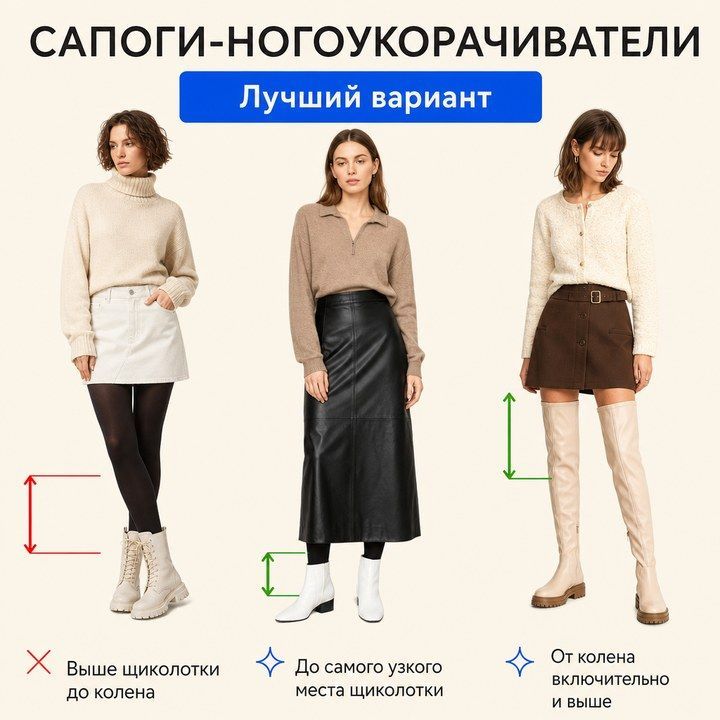 Сапоги до середины икры: нога делится на короткие цветовые блоки