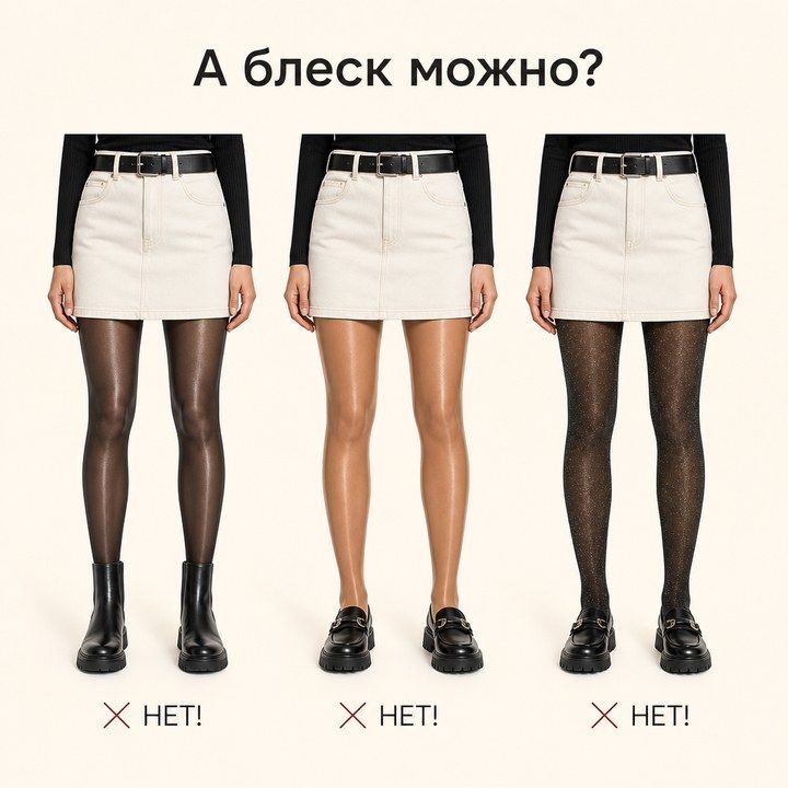 А блеск можно? Глянцевые, телесные с бликом и с блёстками — нет