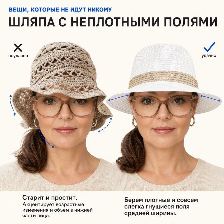 Мягкая шляпа с обмякшими полями: акцент на нижней трети лица